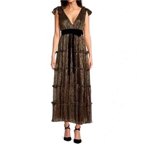 New, A Loves A, Evening Dress, Black, Metallic Gold and Silver Size L